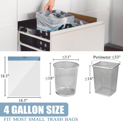 Small Trash Bags - 4 Gallon Drawstring Garbage Bags | Tear-Free, Unscented, 57 Count