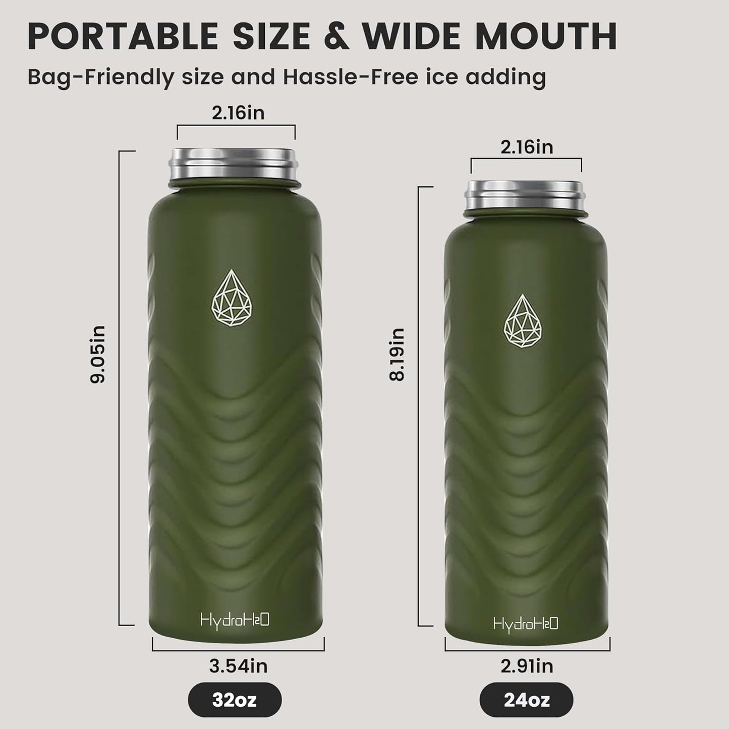 Skiennix 24oz Stainless Steel Insulated Water Bottle - 48H Cold & 24H Hot, Leak-Proof, BPA-Free | Green