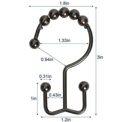Gidse Shower Curtain Hooks,Sturdy Stainless Steel Double Sided Shower Hooks Rings for Bathroom Shower Curtain Rods Curtains Set of 12 Hooks - Bronze