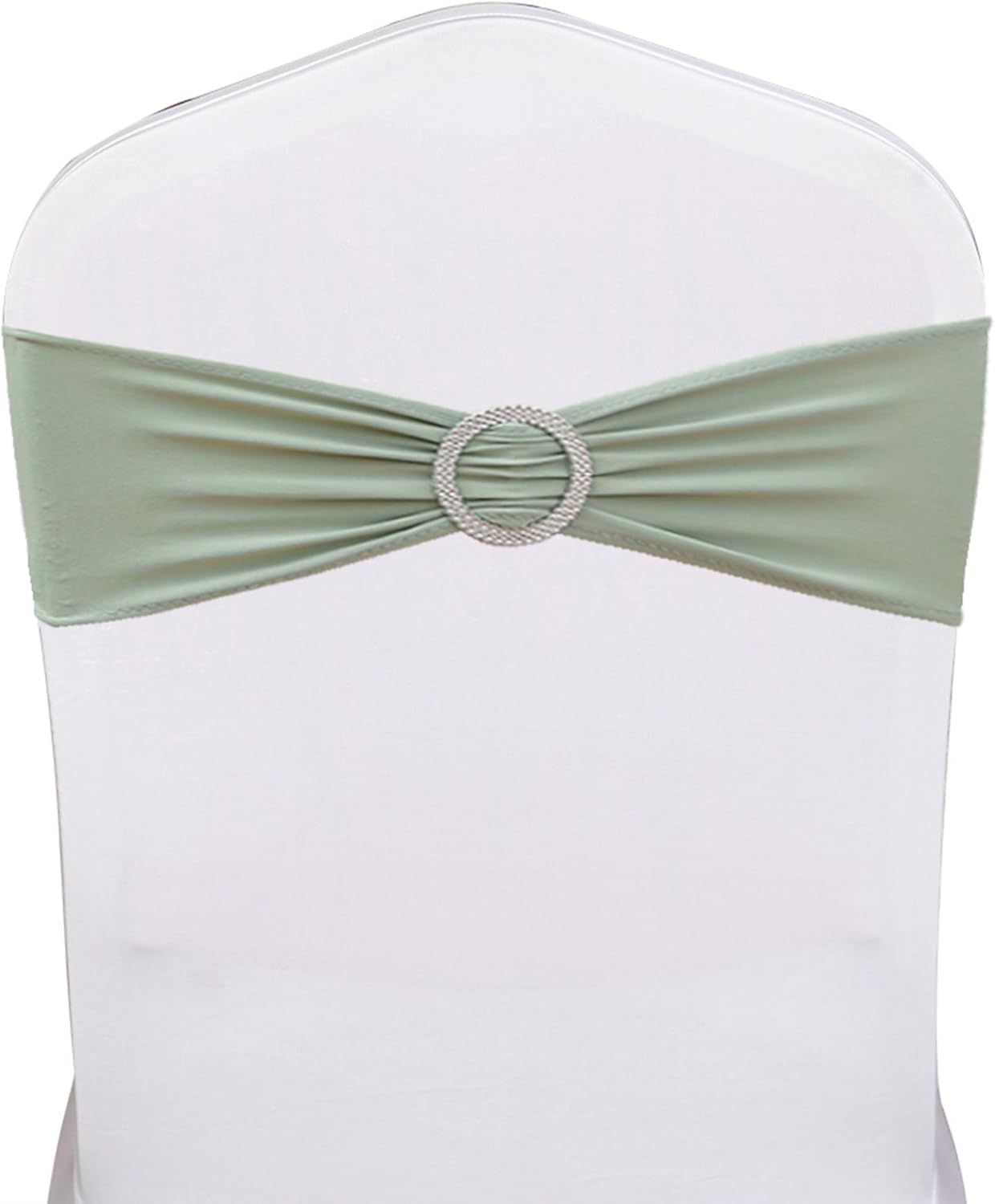 Skiennix Spandex Chair Sashes - 50 Pack Sage Green Elastic Covers for Wedding & Banquet Decor