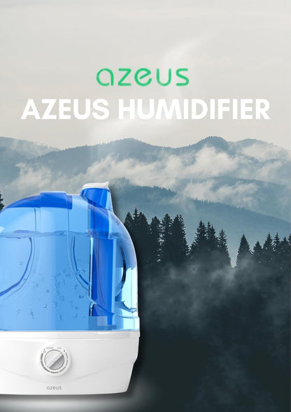 AZEUS Ultrasonic Cool Mist Humidifier - 2.8L Top Fill Design for Home & Nursery | Quiet, BPA-Free, 30-Hour Run Time