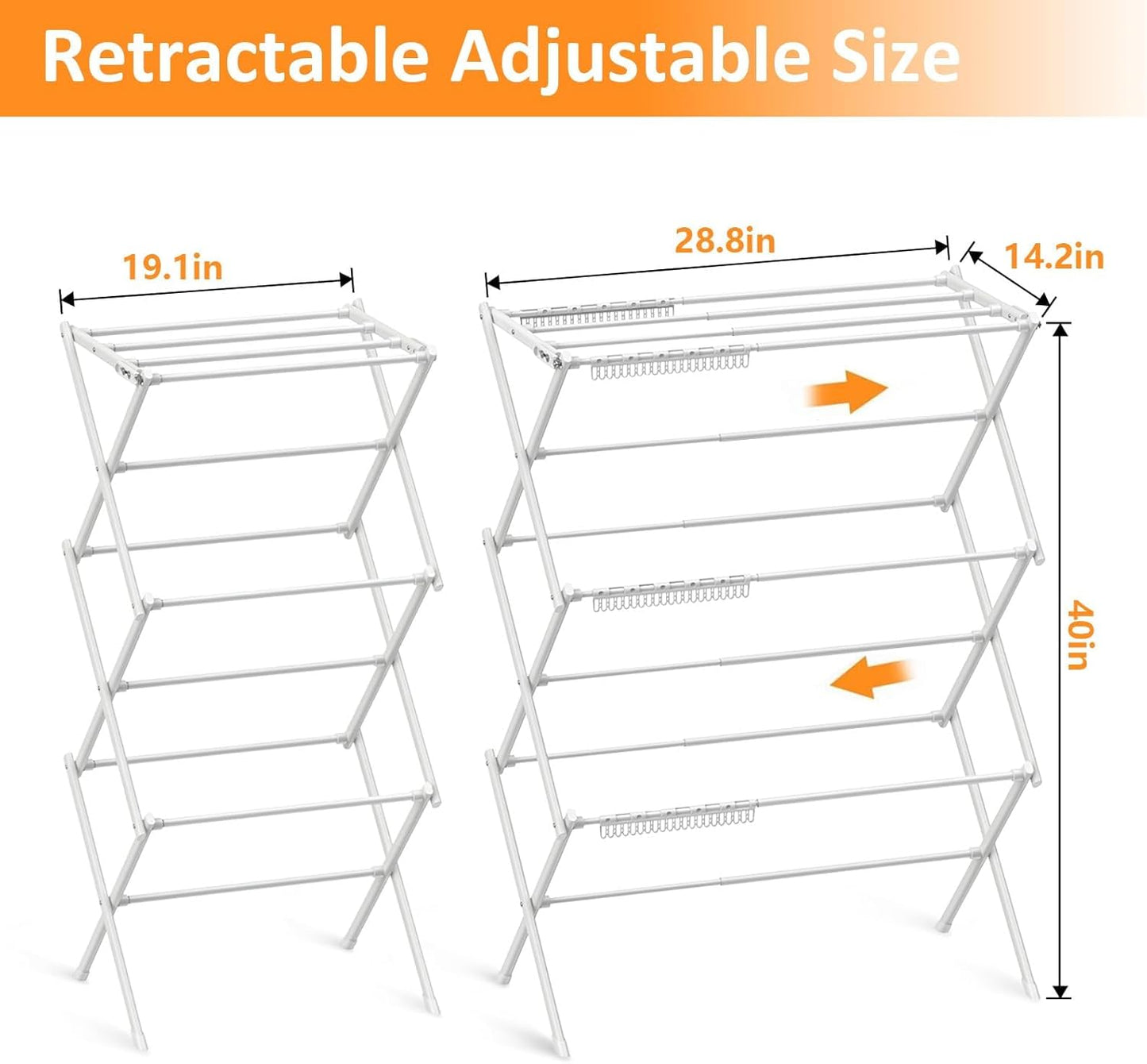 Skiennix 3-Tier Clothes Drying Rack - Foldable Indoor & Outdoor Laundry Solution | Space-Saving Metal Design, Pure White