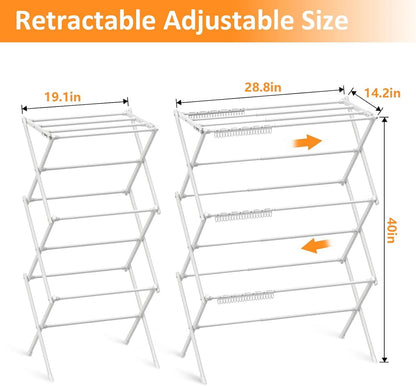 Skiennix 3-Tier Clothes Drying Rack - Foldable Indoor & Outdoor Laundry Solution | Space-Saving Metal Design, Pure White