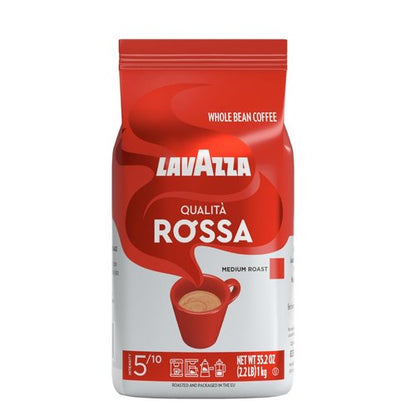Lavazza Qualità Rossa Whole Bean Coffee - Medium Roast Arabica & Robusta Blend, 2.2 lb Bag