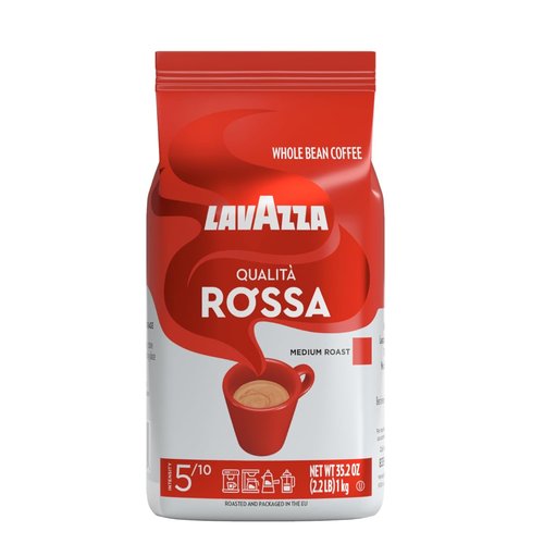 Lavazza Qualità Rossa Whole Bean Coffee - Medium Roast Arabica & Robusta Blend, 2.2 lb Bag