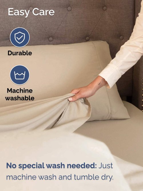 Extra Deep Queen Sheet Set - 6 Piece Breathable and Cooling Sheets - Hotel Luxury Bedding for Women, Men, Kids & Teens - Easy & Secure Fit - Soft, Wrinkle Free and Comfy - Extra Deep Pockets - Cream