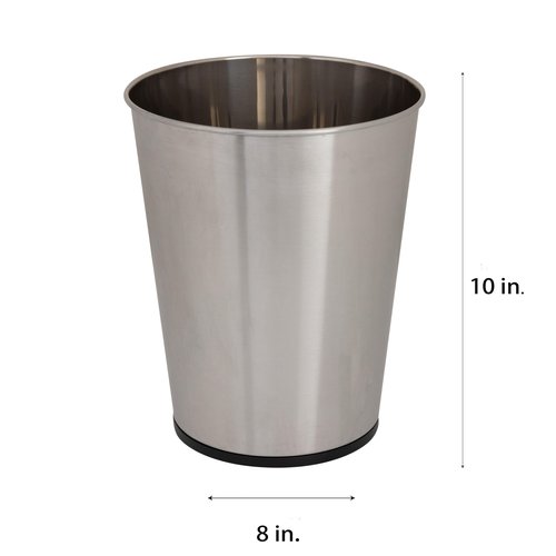 Bath Bliss 5 Liter Small Wastebasket | 2 Pack | Round Open Top | Trash Can | Bathroom | Bedroom | Kitchen | Office | Dorm | Disposal Waste Bin | Garbage | Stainless Steel