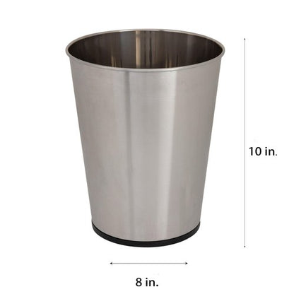 Bath Bliss 5 Liter Small Wastebasket | 2 Pack | Round Open Top | Trash Can | Bathroom | Bedroom | Kitchen | Office | Dorm | Disposal Waste Bin | Garbage | Stainless Steel