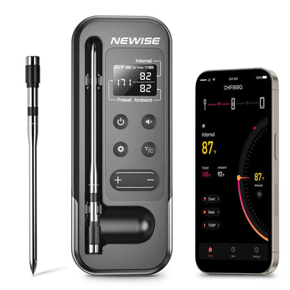 Newise Bluetooth Meat Thermometer - Smart App Control, 800FT Wireless Range & Rechargeable Probe | Ideal for BBQ & Grilling
