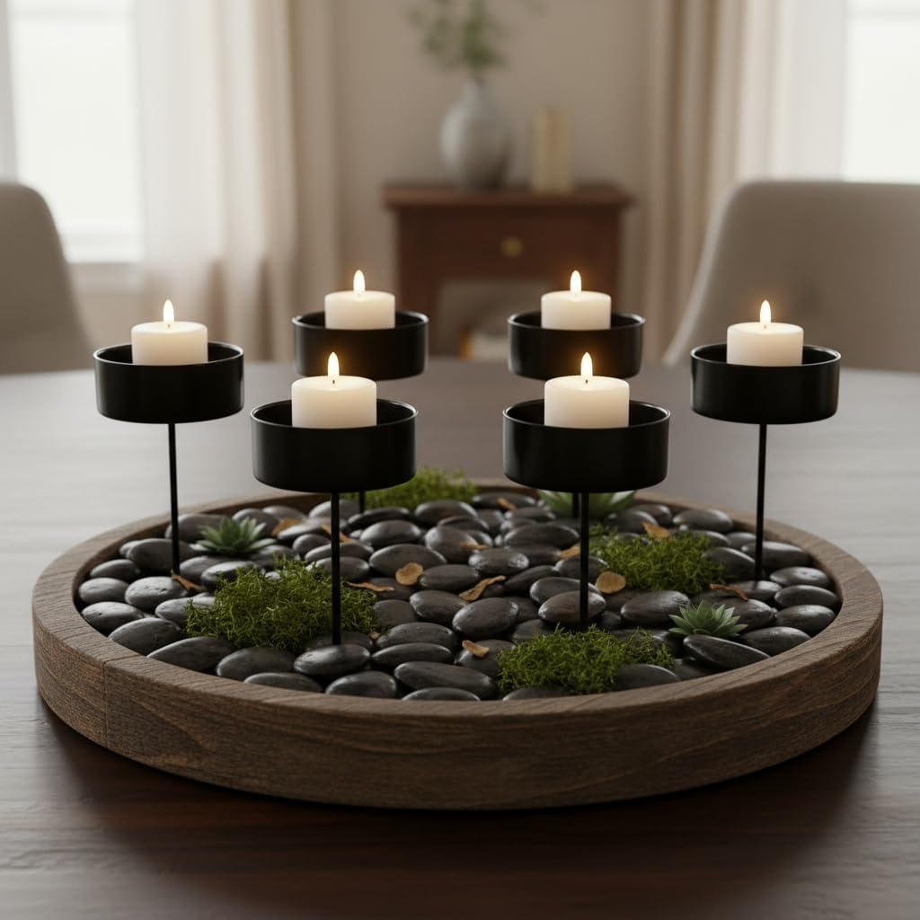 Veemoon Candle Holder Stakes - 6pcs Heavy-Duty Metal Taper Candlestick Holders for Centerpieces | Black
