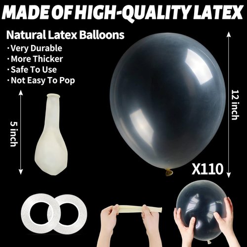 Clear Latex Balloons - 12 Inch Transparent Balloons for Birthday Party & Baby Shower | 110pcs with Ribbons