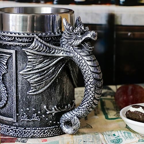 Large Dungeons & Dragons Coffee Mug - 21oz Stainless Steel Beer & Tea Cup with Dragon Design