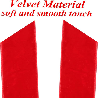 Valentines Tree Decorations - 12 Pcs Red Velvet Ribbon Bows | 5in x 8.7in Xmas Ornaments for Holiday Decor