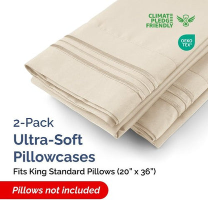 King Standard Pillow Cases by King - Ultra-Soft Hotel Quality Covers | Wrinkle Resistant & Machine Washable - 2 Piece Set in Wheat