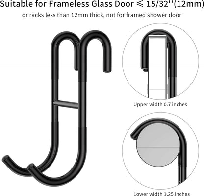 Skiennix Stainless Steel Shower Squeegee Set - 14-Inch with Hooks & Spare Silicone Blade | Ideal for Glass Doors, Mirrors & Windows