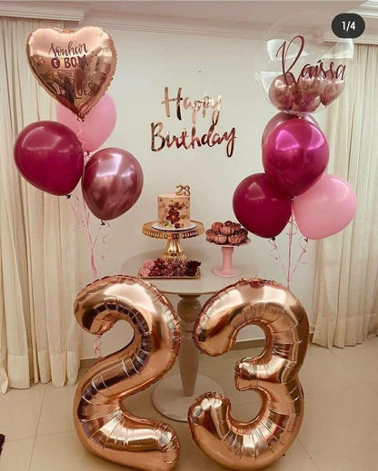 Numbers 17 Balloon - 40 Inch Rose Gold Foil Decoration for 17th Birthday & Anniversary Celebrations