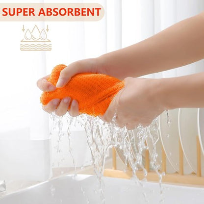 Homaxy Kitchen Dish Cloths - 100% Cotton Waffle Weave, Ultra Soft & Absorbent, 12x12 Inches, 6-Pack | Orange