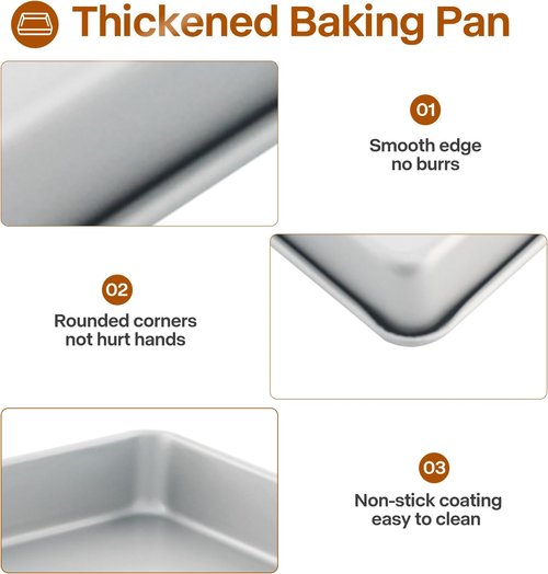 Deep Baking Pans Set by Siliver - Nonstick Heavy Duty Bakeware for Lasagna & Brownies | 9/11/13 Inch