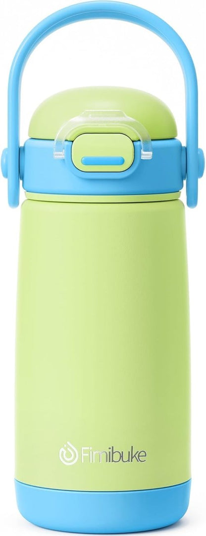 Fimibuke Kids Insulated Water Bottle - 14oz BPA-Free Stainless Steel Tumbler with Straw Lid & Handle