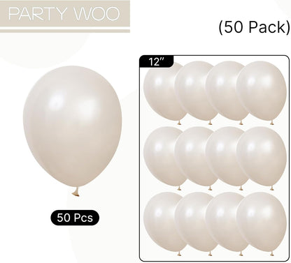 PartyWoo Pearl Beige Balloons - 50pcs 12 Inch Off White Latex Helium Balloons for Weddings & Events