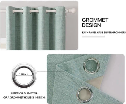 MIULEE Blackout Curtains - 100% Thermal Insulated Linen Texture - Seafoam Green - 52x120 Inch (2 Panels)