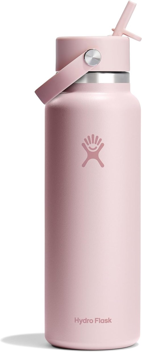Hydro Flask Water Bottle - Insulated Stainless Steel - 40 Oz Agave Green with Wide Straw Lid