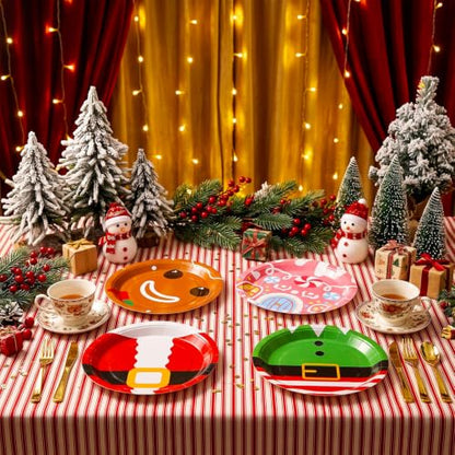Christmas Paper Plates 100 Pack - 9 Inch Disposable Holiday Party Plates - Xmas