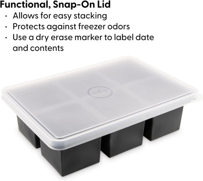 W&P Cup Cubes Silicone Freezer Tray - Blue | Makes 6 Perfect 1-Cup Portions for Soup, Broth & Leftovers