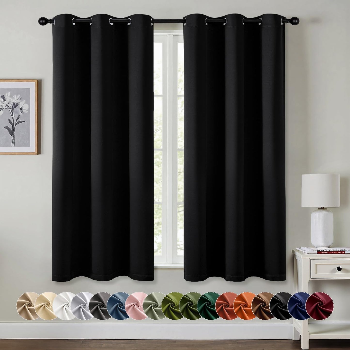 MIULEE Blackout Curtains - Thermal Insulated Room Darkening Drapes | 64 Inches Long, 2 Panels