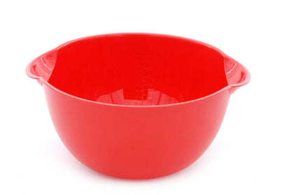 Mintra Home Mixing Bowl w/Colander (Large 4.5L, Red) - For Washing & Draining Fruits And Vegetables - Heavy Duty Plastic for Baking, Cooking Supplies - Dishwasher Safe