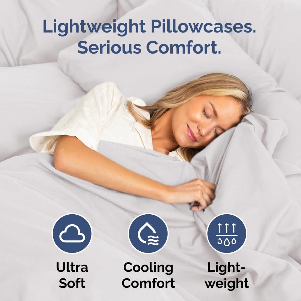 Queen Pillow Cases by [Brand Name] - Ultra Soft Hotel Quality Covers | Comfy, Wrinkle-Free, Fade Resistant - 2 Piece Set in French Grey