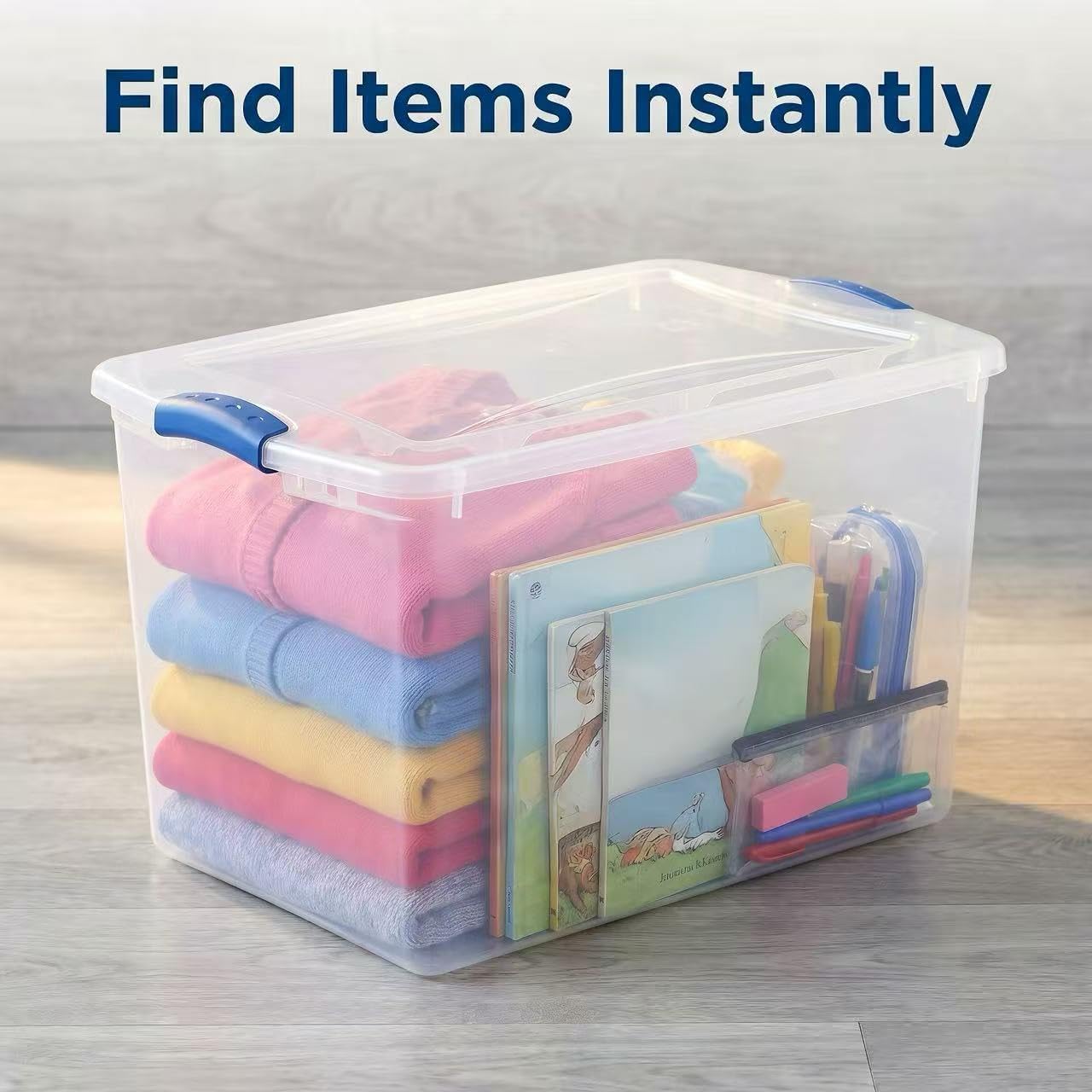 66 Quart Clear Plastic Storage Bins by [Brand Name] - Large Stackable Containers with Secure Latches for Home & Office