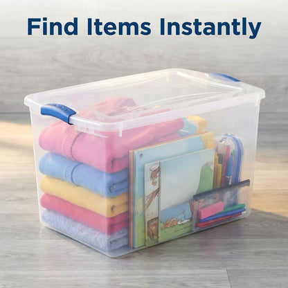 66 Quart Clear Plastic Storage Bins by [Brand Name] - Large Stackable Containers with Secure Latches for Home & Office