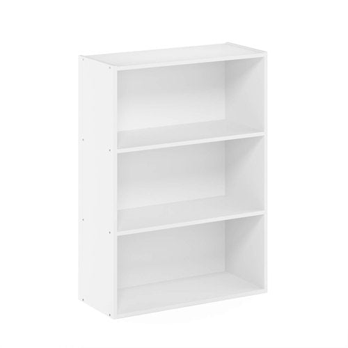 Furinno PASIR Book Shelf, 3-Tier Bookshelf, Storage Shelves Bookcase, 9.7 x 23.7 x 31.5, for Living Room, Bedroom, Home Office, Plain White