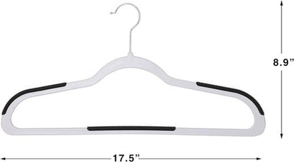 Finnhomy Heavy Duty Plastic Hangers - 50 Pack with Non-Slip Pads | Space-Saving Organizer for Closet, White