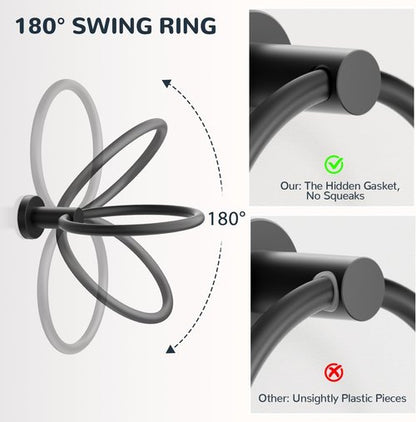Forious Matte Black Toilet Paper Holder & Towel Ring Set | Stylish Bathroom Accessories