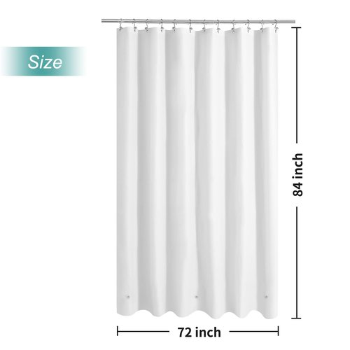 Mrs Awesome Extra Long Shower Curtain Liner with 3 Magnets, Long White PEVA Plastic Shower Curtain for Bathroom Waterproof, 72 x 84, White