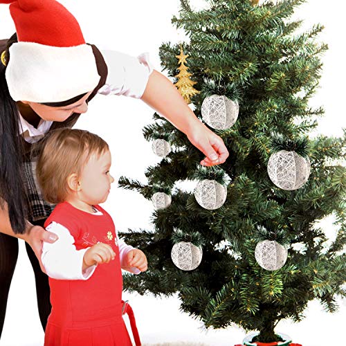 White Pinecone Christmas Ornaments Set - 4 Pack Rattan Thread Holiday Decor