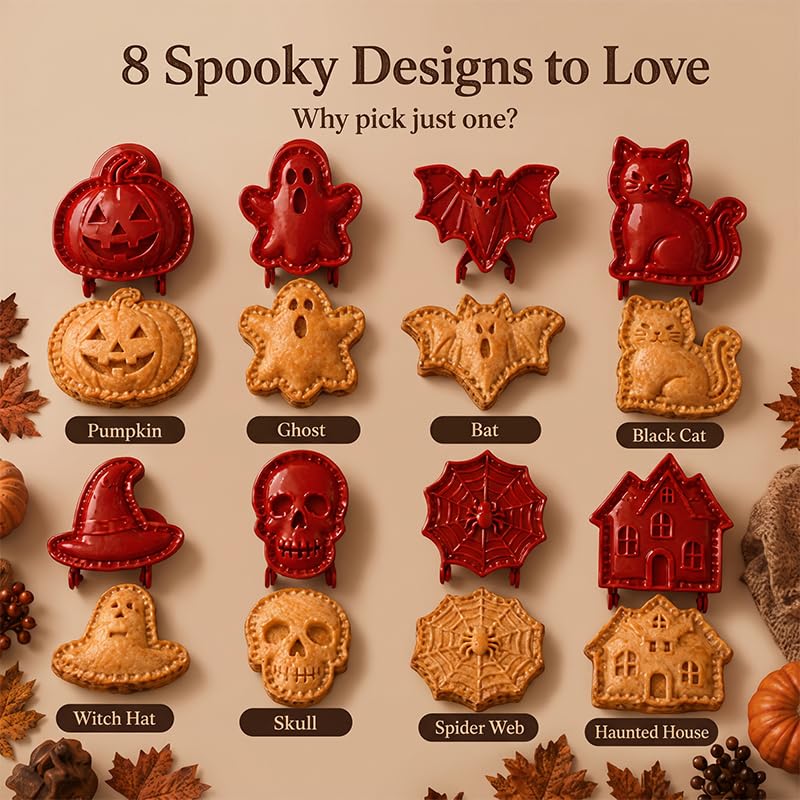 Halloween Hand Pie Mold Set - Reusable Fall Baking Supplies, 8 Shapes - A-2 Pcs