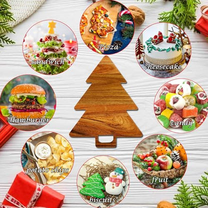 Christmas Tree Shaped Cutting Board - Wooden Kitchen Utensil & Serving Platter
