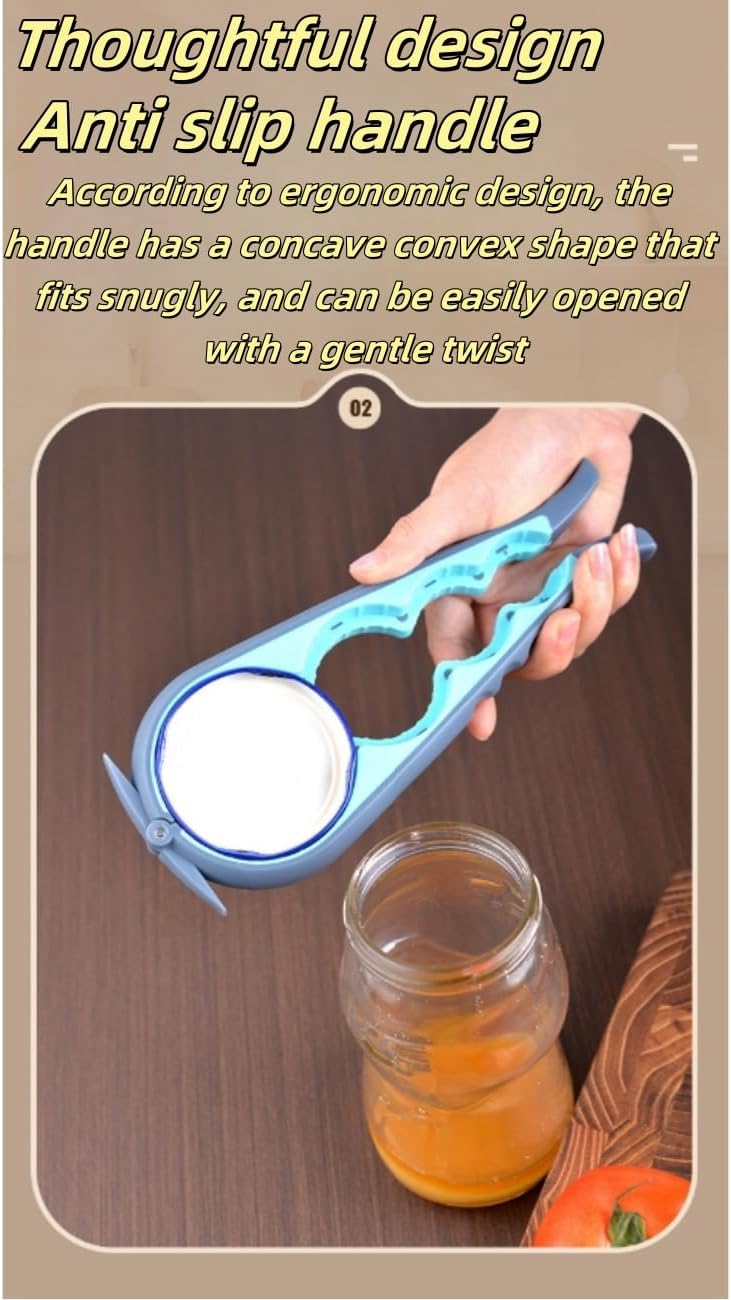 Skiennix Multi-Functional Can Opener - Easy Grip Jar Opener for Seniors & Arthritis Relief (Blue)