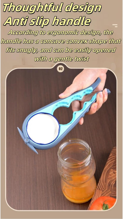 Skiennix Multi-Functional Can Opener - Easy Grip Jar Opener for Seniors & Arthritis Relief (Blue)
