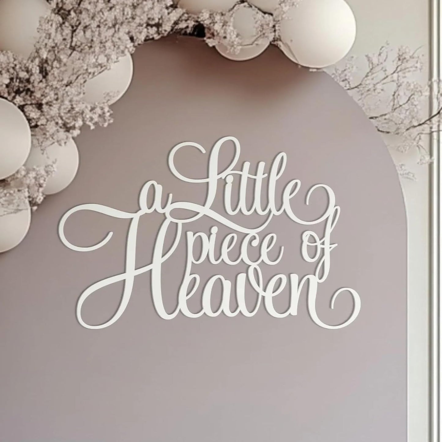 Skiennix Wooden Baby Shower Decorations - A Little Piece of Heaven Theme for Gender Reveal & Birthday Parties