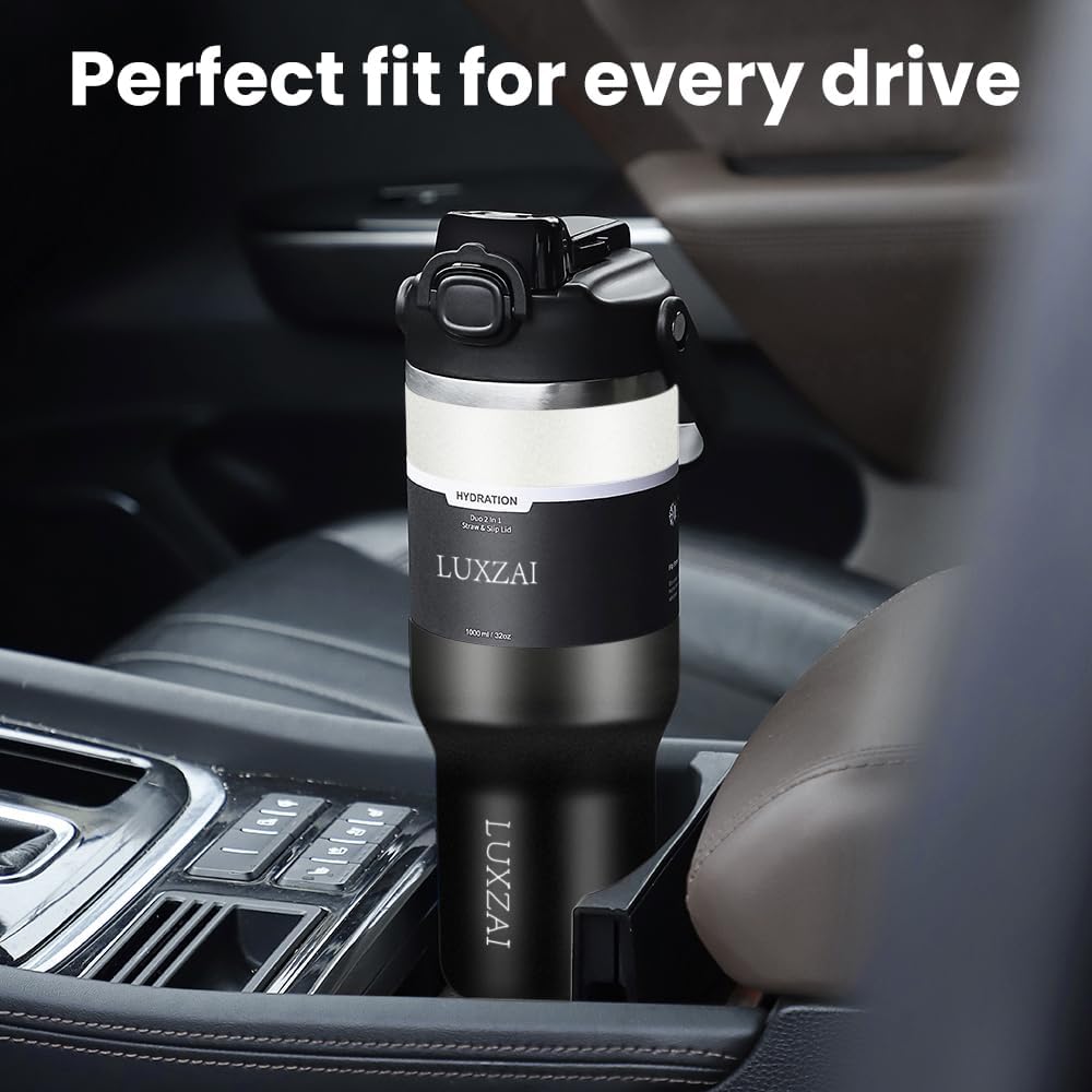 Skiennix 32 oz Insulated Stainless Steel Tumbler - Leak-Proof Travel Mug with 2-in-1 Lid