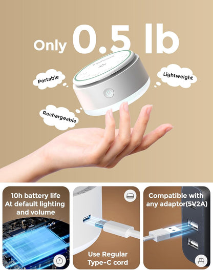 Momcozy Sound Machine - 20 Soothing Sounds with Touch Warm Light | Portable White Noise for Kids & Adults