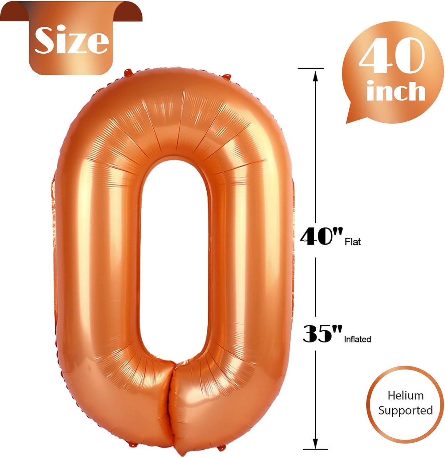 Orange Number Balloon by [Brand Name] - 40 Inch 0 Balloon for Birthday Decorations | Perfect for Parties