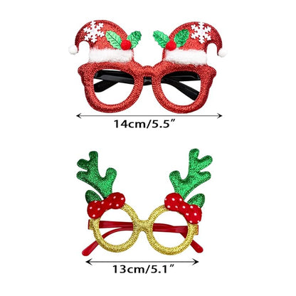 12 Pack Christmas Glitter Glasses - Fun Party Favors & Stocking Stuffers