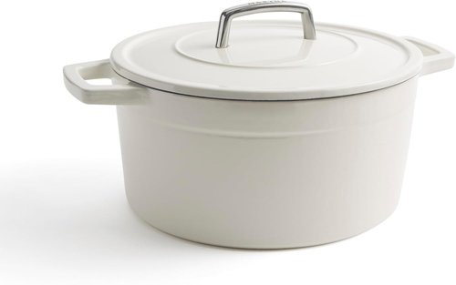 Martha by Martha Stewart 7 QT Enameled Cast Iron Dutch Oven with Lid - Elegant Crescent Moon Color