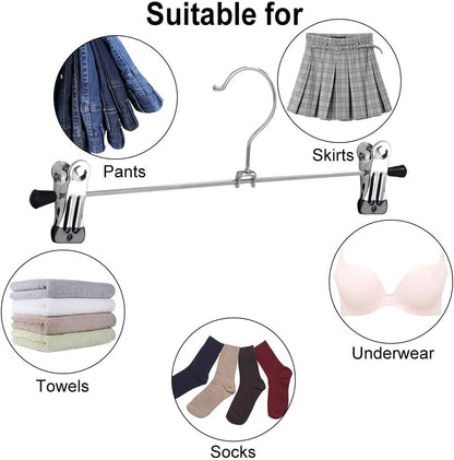 Northern Brothers Heavy-Duty Pants Hangers with Clips - 20 Pack Adjustable Metal Skirt Hangers for Women