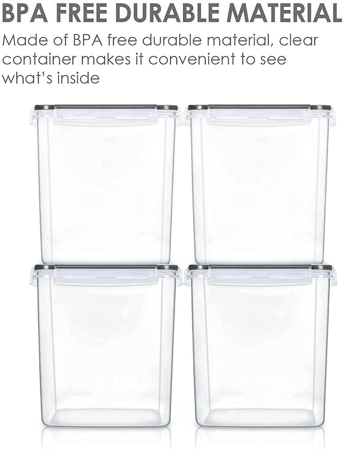 Vtopmart Food Storage Containers - 2.5L BPA-Free Airtight Canisters with Measuring Cups & Labels | Black, Set of 4